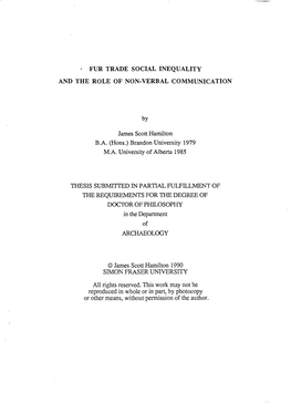 Fur Trade Social Inequality and the Role of Non-Verbal Communication / By