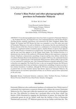 Corner's Riau Pocket and Other Phytogeographical Provinces in Peninsular Malaysia