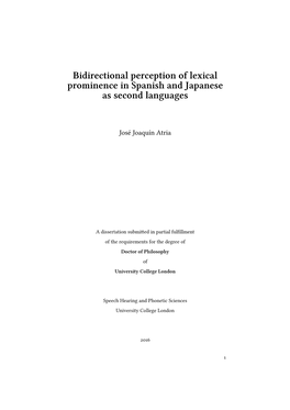 Bidirectional Perception of Lexical Prominence in Spanish and Japanese As Second Languages