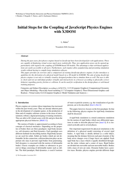 Initial Steps for the Coupling of Javascript Physics Engines with X3DOM