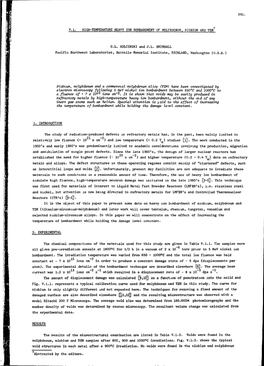 V.I. High-Temperature Heavy Ion Bombardment of Molybdenum, Niobium and Tzm