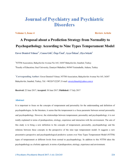 A Proposal About a Prediction Strategy from Normality to Psychopathology According to Nine Types Temperament Model