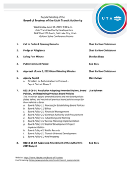 Board of Trustees of the Utah Transit Authority