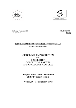 Guidelines on Prohibition and Dissolution of Political Parties and Analogous Measures