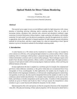 Optical Models for Direct Volume Rendering