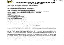 Compte Rendu Intégral Du Conseil Municipal Du 05.07.2021