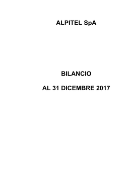 ALPITEL Spa BILANCIO AL 31 DICEMBRE 2017