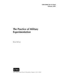 The Practice of Military Experimentation
