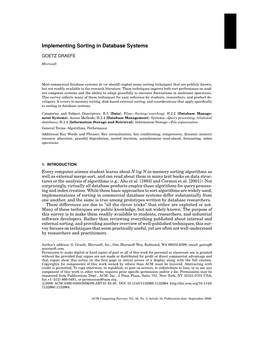 Implementing Sorting in Database Systems