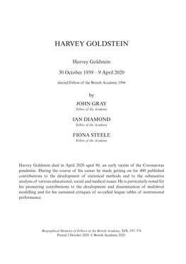 Harvey Goldstein