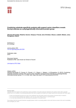 Combining Substrate Specificity Analysis with Support Vector Classifiers Reveals Feruloyl Esterase As a Phylogenetically Informative Protein Group