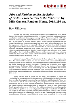 From Nazism to the Cold War, by Mila Ganeva. Random House, 2018, 256 Pp