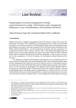 Transboundary River Basin Management in Europe Legal