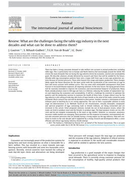 What Are the Challenges Facing the Table Egg Industry in the Next Decades and What Can Be Done to Address Them? ⇑ J