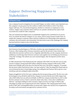Zappos: Delivering Happiness to Stakeholders
