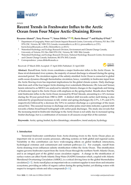 Recent Trends in Freshwater Influx to the Arctic Ocean from Four Major