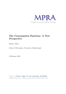 The Consumption Function: a New Perspective