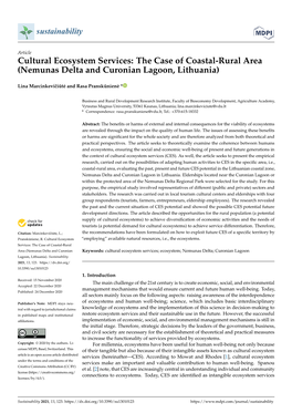 Cultural Ecosystem Services: the Case of Coastal-Rural Area (Nemunas Delta and Curonian Lagoon, Lithuania)