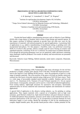 Processing of Metal-Diamond-Composites Using Selective Laser Melting A