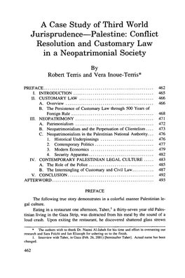 Palestine: Conflict Resolution and Customary Law in a Neopatrimonial Society