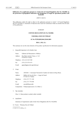 Of Council Regulation (EC) No 510/2006 on the Protection of Geographical Indications and Designations of Origin for Agricultural Products and Foodstuffs