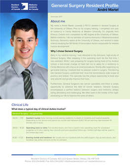 General Surgery Resident Profile André Martel