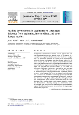 Reading Development in Agglutinative Languages: Evidence from Beginning, Intermediate, and Adult Basque Readers