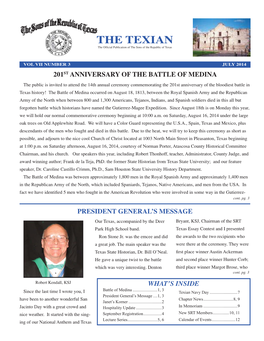 THE TEXIAN the Ofﬁcial Publication of the Sons of the Republic of Texas