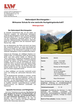 Bildungsurlaub-Flyer-Nationalpark Berchtesgaden