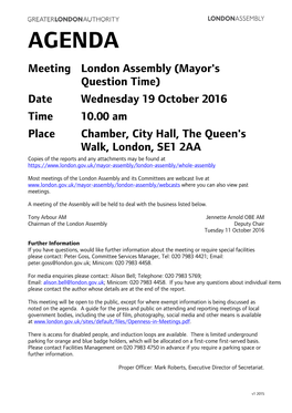 (Public Pack)Agenda Document for London Assembly (Mayor's