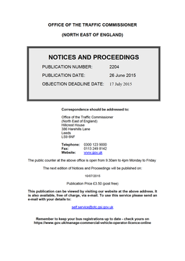 NOTICES and PROCEEDINGS 26 June 2015