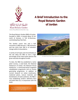 A Brief Introduction to the Royal Botanic Garden of Jordan