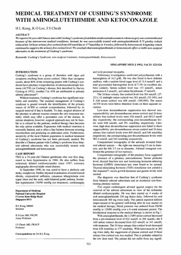 Medical Treatment of Cushing's Syndrome with Aminoglutethimide and Ketoconazole