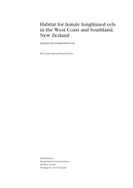 Habitat for Female Longfinned Eels in the West Coast and Southland, New Zealand