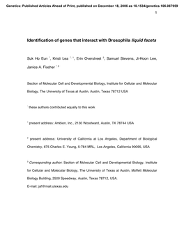 Identification of Genes That Interact with Drosophila Liquid Facets