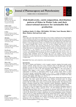 Fish Biodiversity, Catch Composition, Distribution Pattern of Fishes In