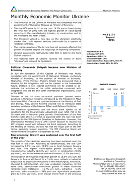 Monthly Economic Monitor Ukraine