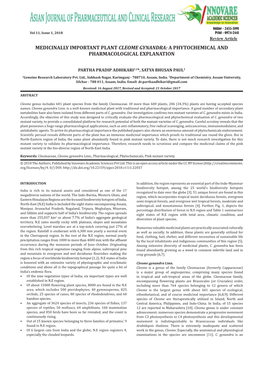 Medicinally Important Plant Cleome Gynandra: a Phytochemical and Pharmacological Explanation