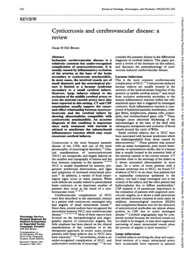 Cysticercosis and Cerebrovascular Disease: a Review