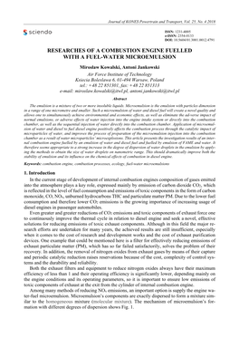 Researches of a Combustion Engine Fuelled with a Fuel-Water Microemulsion