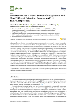 Bud-Derivatives, a Novel Source of Polyphenols and How Different Extraction Processes Affect Their Composition