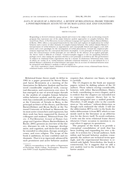 Data in Search of a Principle: a Review of Relational Frame Theory: a Post-Skinnerian Account of Human Language and Cognition