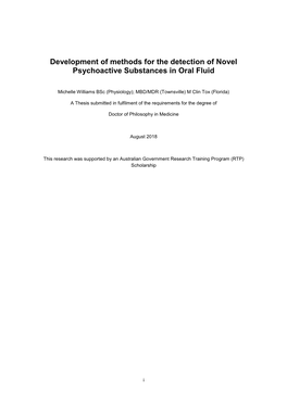 Development of Methods for the Detection of Novel Psychoactive Substances in Oral Fluid