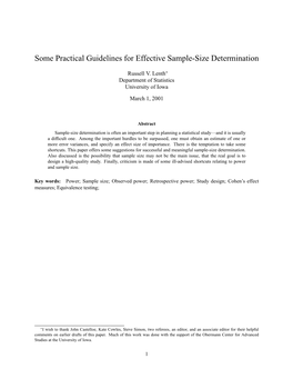 Some Practical Guidelines for Effective Sample-Size Determination