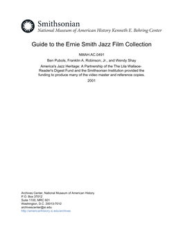 Guide to the Ernie Smith Jazz Film Collection