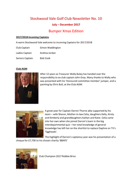 Stockwood Vale Golf Club Newsletter No. 10 Bumper Xmas Edition