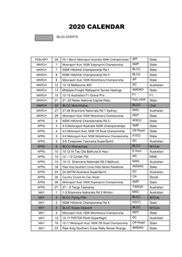 2020 Full Calendar @2020 03 03