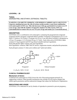 LO/OVRAL – 28 Tablets (NORGESTREL and ETHINYL