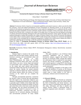 21 Ecotourism Development Strategy in Hormoz Island Using SWOT