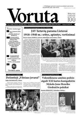 JAV Lietuvių Parama Lietuvai 1918–1940 M.: Sritys, Apimtys, Vertinimai Atkelta Iš 1 P
